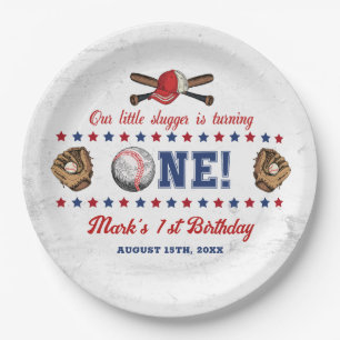 Assiettes En Carton Plaques vintages de baseball 1er anniversaire