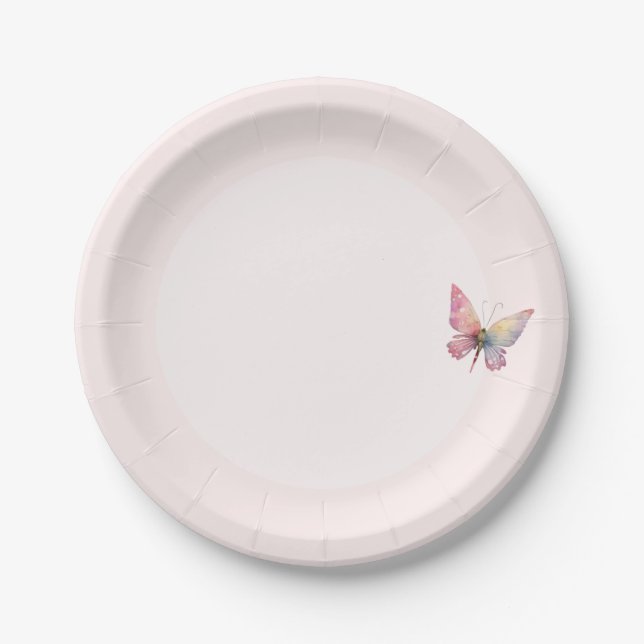 Assiettes En Carton Plat à thème papillon doux et romantique (Devant)