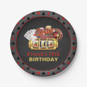 Assiettes En Carton Plat d'anniversaire de casino - 16ème anniversair