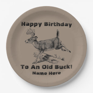 Assiettes En Carton Plat de cerfs communs de joyeux anniversaire