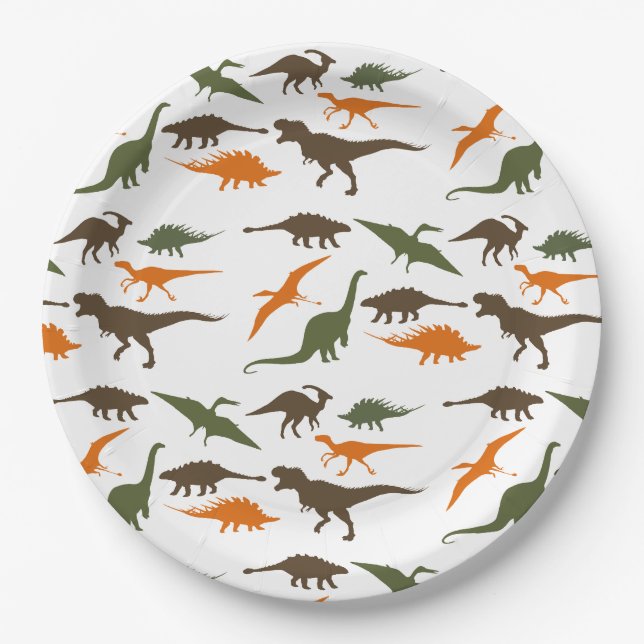 Assiettes En Carton Plat de dinosaure, fête d'anniversaire (Devant)