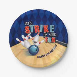 Assiettes En Carton Plat de fête d'anniversaire de bowling - garçon