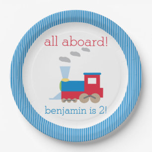 Assiettes En Carton Plat de fête d'anniversaire de train