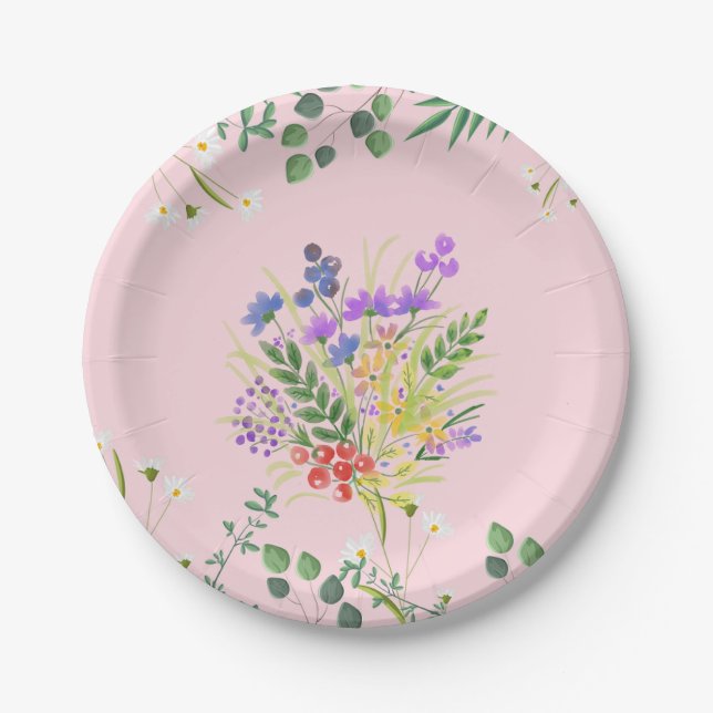 Assiettes En Carton Plat de fleurs (Devant)