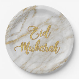 Assiettes En Carton Plat de marbre 9" de l'or 2 d'Eid