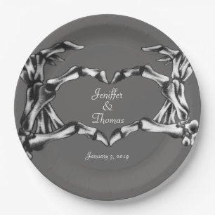 Assiettes En Carton Plat de mariage de crâne de Halloween