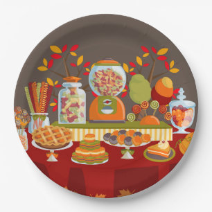 Assiettes En Carton Plat de papier buffet de bonbons de saison de l'au