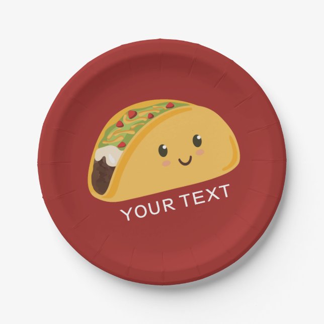 Assiettes En Carton Plat de sourire mignon de partie de taco (Devant)