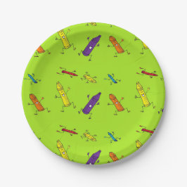 Assiettes En Carton plat heureux de Livre vert de crayons