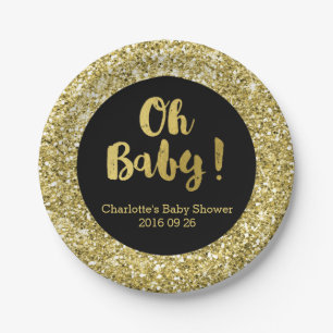 Assiettes En Carton Plat noir de baby shower de bébé de parties