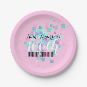 Assiettes En Carton Plat rose de la fête d'anniversaire de couleurs e