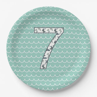Assiettes En Carton Plate d'anniversaire personnalisée pour requins | 