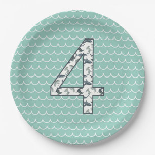 Assiettes En Carton Plate d'anniversaire personnalisée pour requins   