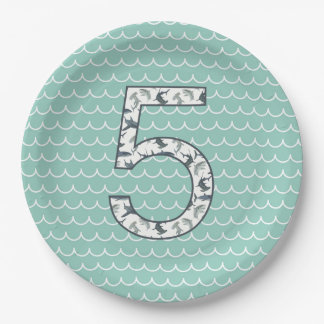 Assiettes En Carton Plate d'anniversaire personnalisée pour requins | 