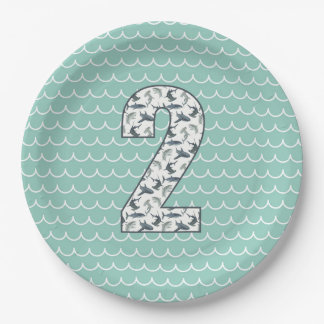 Assiettes En Carton Plate d'anniversaire personnalisée pour requins | 