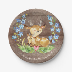 Assiettes En Carton Plate de Baby shower de cerf doux de 7 po