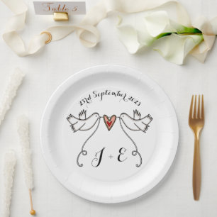 Assiettes En Carton Plate de papier alimentaire Mariage pour colombes 
