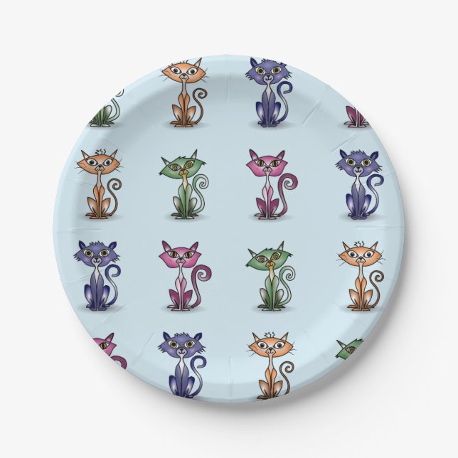 Assiettes En Carton Plate de papier chat drôle (Devant)