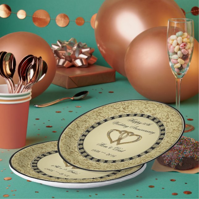 Assiettes En Carton Plate de papier d'anniversaire Mariage doré (Multi)