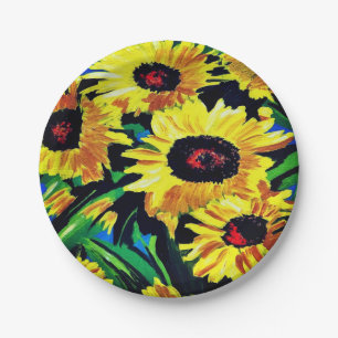 Assiettes En Carton Plate de papier personnalisée de tournesol peint