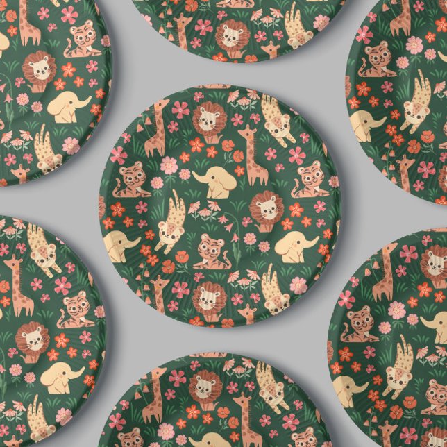 Assiettes En Carton Plate de papier tropicale animal sauvage de la Jun (Créateur téléchargé)