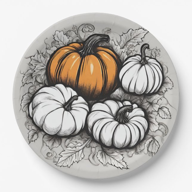 Assiettes En Carton Plate-forme du dîner de Thanksgiving (Devant)