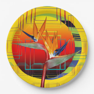 Assiettes En Carton Plate Tropical Garden Party Bird of Paradise Plant