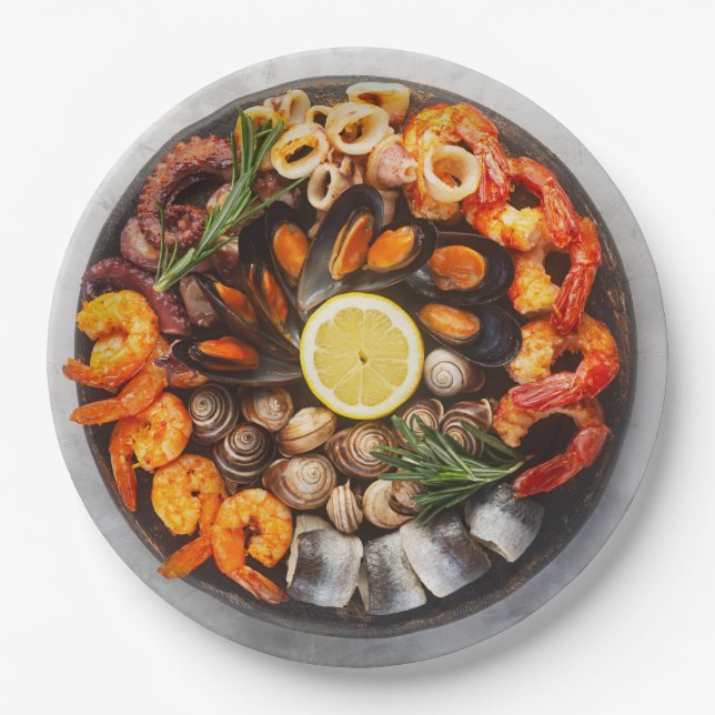 Assiettes En Carton Plateau de fruits de mer (Devant)