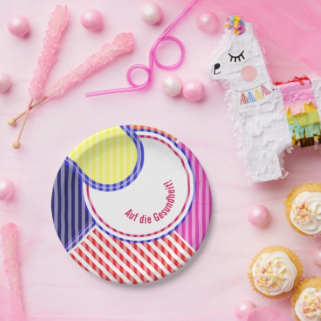 Assiettes En Carton Plateau en papier coordonné de façon linéaire (Fête)