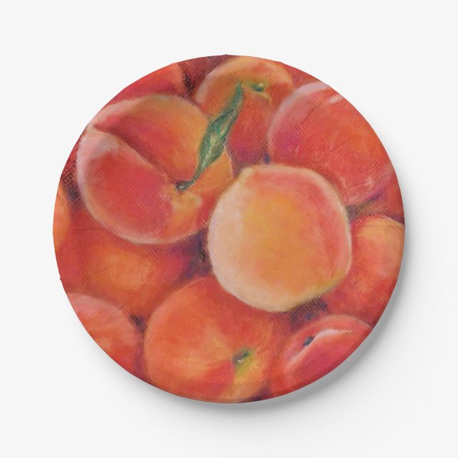 Assiettes En Carton Plates de papier Pastel Peach Summer Garden (Devant)