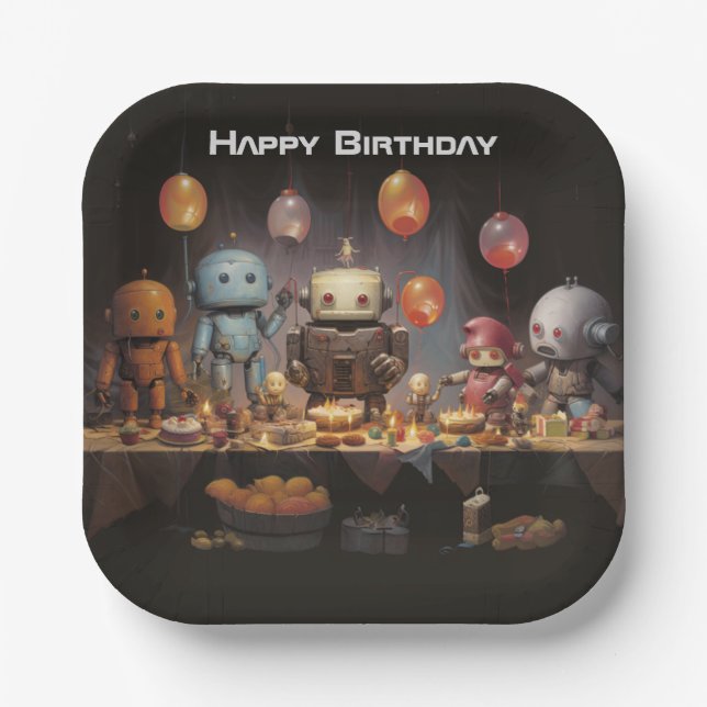 Assiettes En Carton Plates papier pour fête d'anniversaire amusante po (Recto)