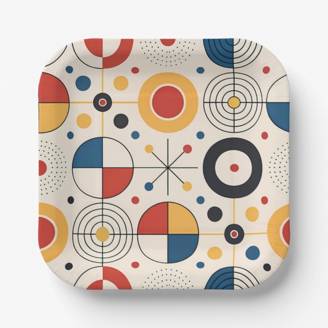 Assiettes En Carton Plato diseño geométrico (Recto)