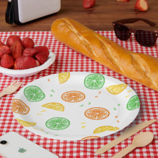 Assiettes En Carton Platos de papel motivos cítricos