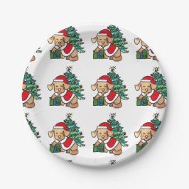 Assiettes En Carton Plats adorables de chien de Noël