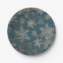 plats bleus d'hiver de vacances de Noël de flocon