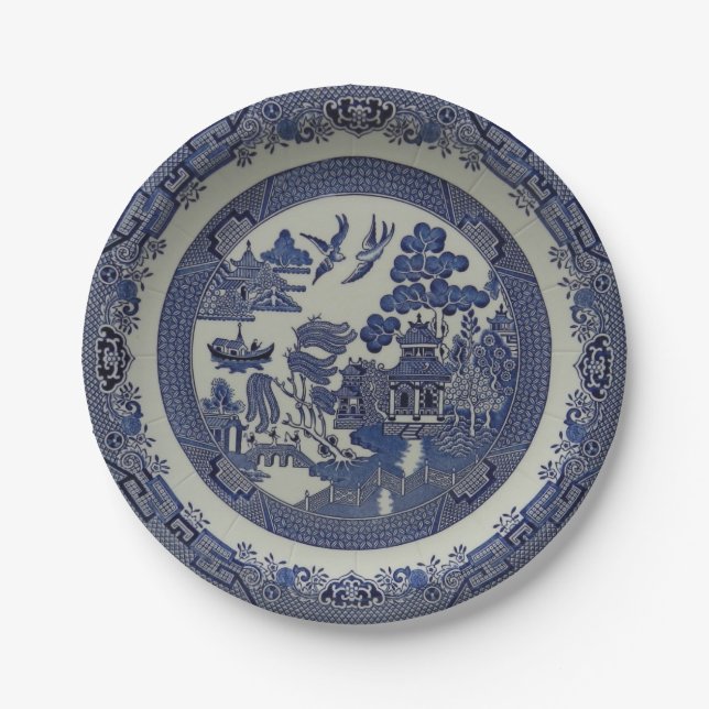 Assiettes En Carton Plats bleus ronds de saule faits de papier :  7 (Devant)