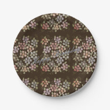 Plats d'anniversaire Brown au chocolat à fleurs