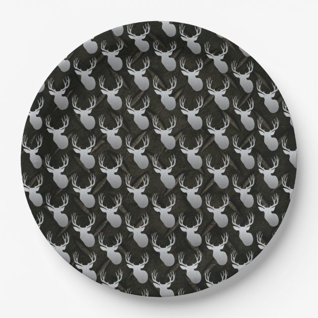 Assiettes En Carton Plats d'anniversaire de chasse de cerfs communs de (Devant)