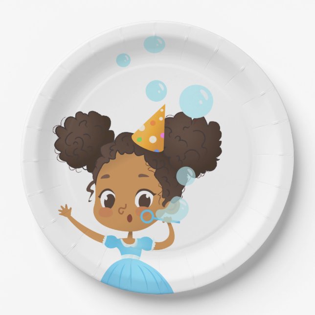 Assiettes En Carton Plats d'anniversaire de coup de bulle (Devant)