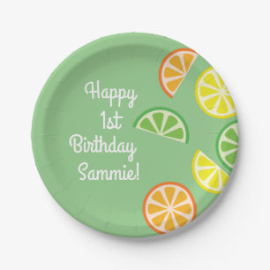Assiettes En Carton Plats d'anniversaire de fruit mignon de tranche