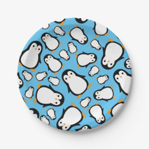 Assiettes En Carton Plats d'anniversaire d'hiver mignon de pingouin