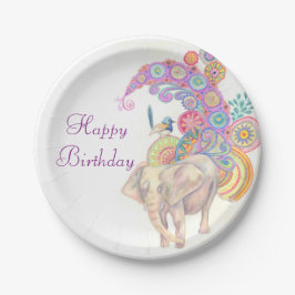 Assiettes En Carton plats de fête d'anniversaire d'éléphant