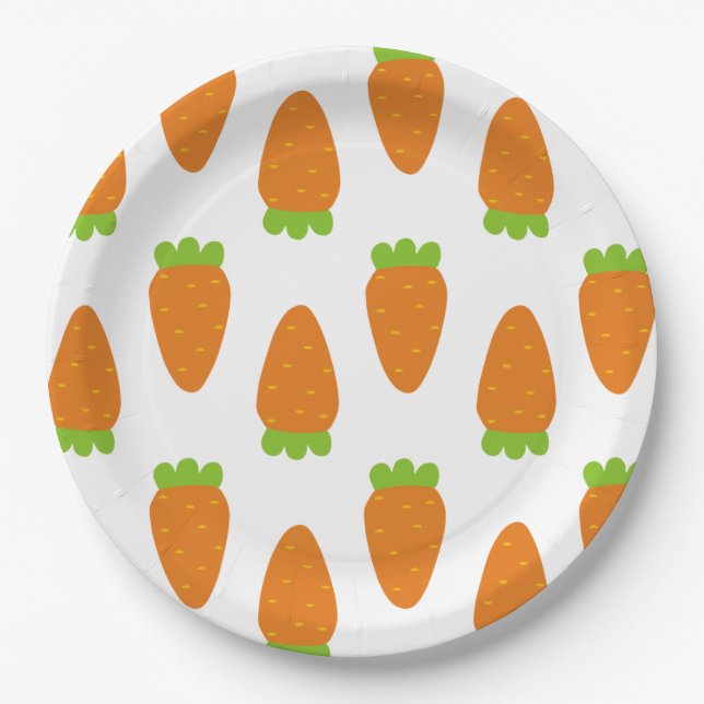 Assiettes En Carton Plats de motif de carotte (Devant)