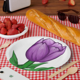Assiettes En Carton Plats en porcelaine de Tulipe Violette