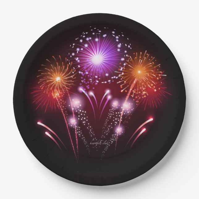 Assiettes En Carton Plats jetables de feux d'artifice (Devant)