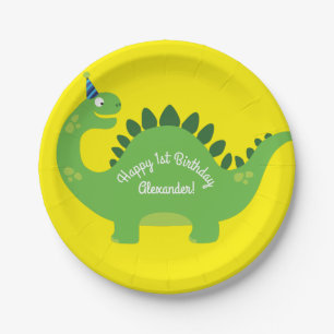 Assiettes En Carton Plats mignons d'anniversaire de dinosaure ęrs