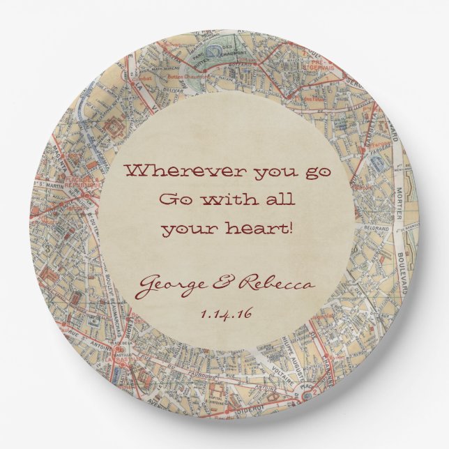 Assiettes En Carton Plats personnalisés de carte (Devant)