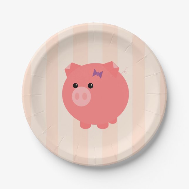 Assiettes En Carton Plats potelés d'anniversaire de porc (Devant)