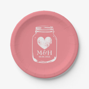 Assiettes En Carton Plats roses de corail vintages de noce de pot de