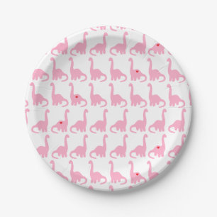 Assiettes En Carton Plats roses de dinosaure